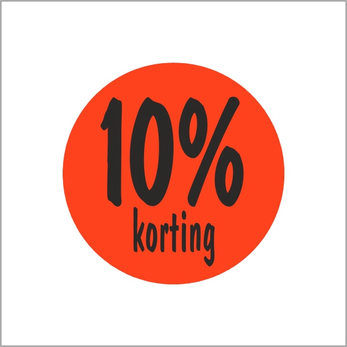 Promotiestickers - 10% Korting Stickers (Etiketten) - Reclame Stickers - Ø35 mm - Fluor Rood - Rol van 500 stuks