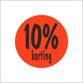 Promotiestickers - 10% Korting Stickers (Etiketten) - Reclame Stickers - Ø35 mm - Fluor Rood - Rol van 500 stuks