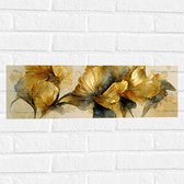 Muursticker - Elegante Bloemen met Gouden Details - 60x20 cm Foto op Muursticker
