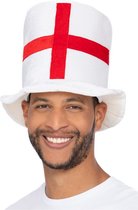 Smiffy's - Landen Thema Kostuum - Hoge Britse Hoed Wit Rood - Rood, Wit / Beige - Carnavalskleding - Verkleedkleding