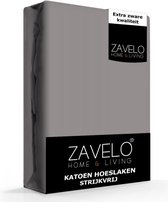 Zavelo Hoeslaken Katoen Strijkvrij Grijs-1-persoons (90x220 cm)