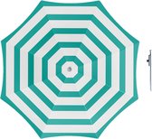 Parasol - Groen/wit - D160 cm - incl. draagtas - parasolharing - 49 cm