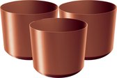 Prosperplast Pot de fleurs/pot de fleurs Babylon - 3x - plastique - extérieur/intérieur - cuivre - D12 x H12 cm