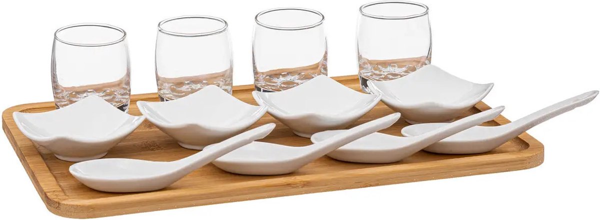 5Five Amuse/aperitief set - hapjes/saus/tapas - porselein - wit - 4 personen
