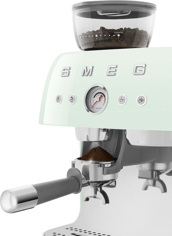 Productinformatie - Smeg 8017709329860 - SMEG EGF03PGEU - Espressomachine met geïntegreerde bonenmaler - Watergroen