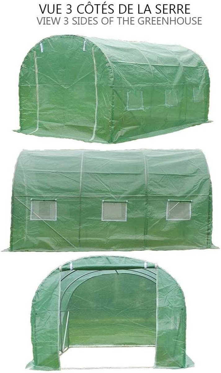 Grote hoge tunnelkas met zwaar stalen frame, 2 m/3 m/4 m/5 m/6 m lange polytunnelkas, winter buiten tuinplant tomaat kweekhuis warm huis (afmetingen: 290 x 145 x 175 cm