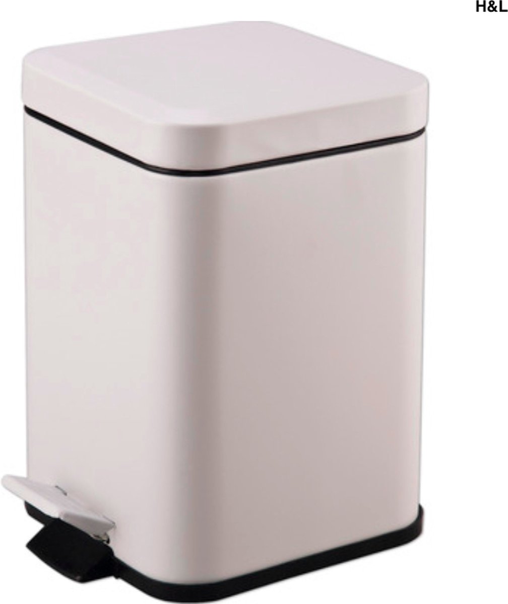 Luxe pedaalemmer - mat wit - 3 L - 3 liter - toilet - badkamer - keuken - kantoor - slaapkamer - 16 x 16 x 27 cm