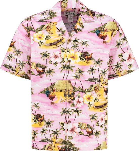 Hawaii Blouse - Shirt - Hemd "Eiland Avonturen" - 100% Katoen - Aloha Shirt - Heren - Made in Hawaii Maat XXXL