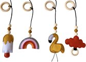 Babygym hangers - Boxmobiel hangers - Hangspeelgoed - Speeltjes voor de babygym - Regenboog vogel wolk en ijsje