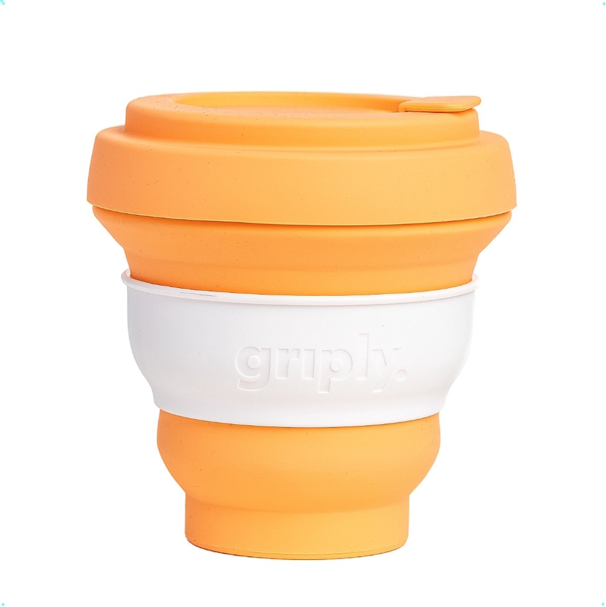 Griply to go - Opvouwbare koffiebeker met ring - 100% food grade siliconen - Mock Orange - 355ml