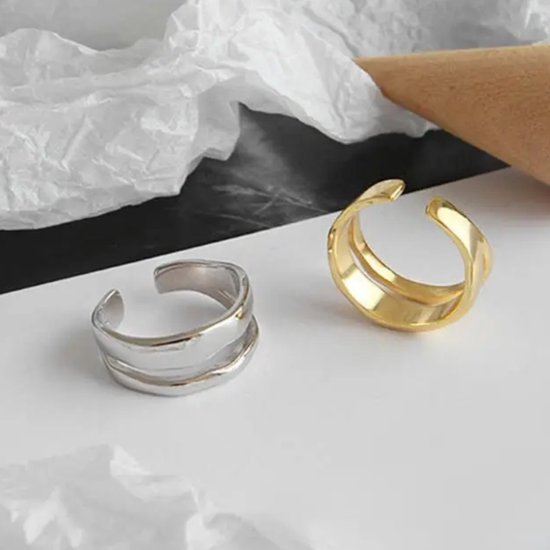 Leerella Dazzling Dames Verstelbare Ring 925 Sterling Verfijnde Verfraaiing in Goud, Stralend in Stijl en Veelzijdigheid Verjaardag Moederdag - Leerella