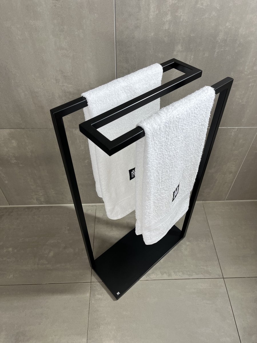 Mijn Design Huis - Handdoekrek - Vrijstaand handdoekenrek -Trendy badkamerrek -badkameraccessoires zwart