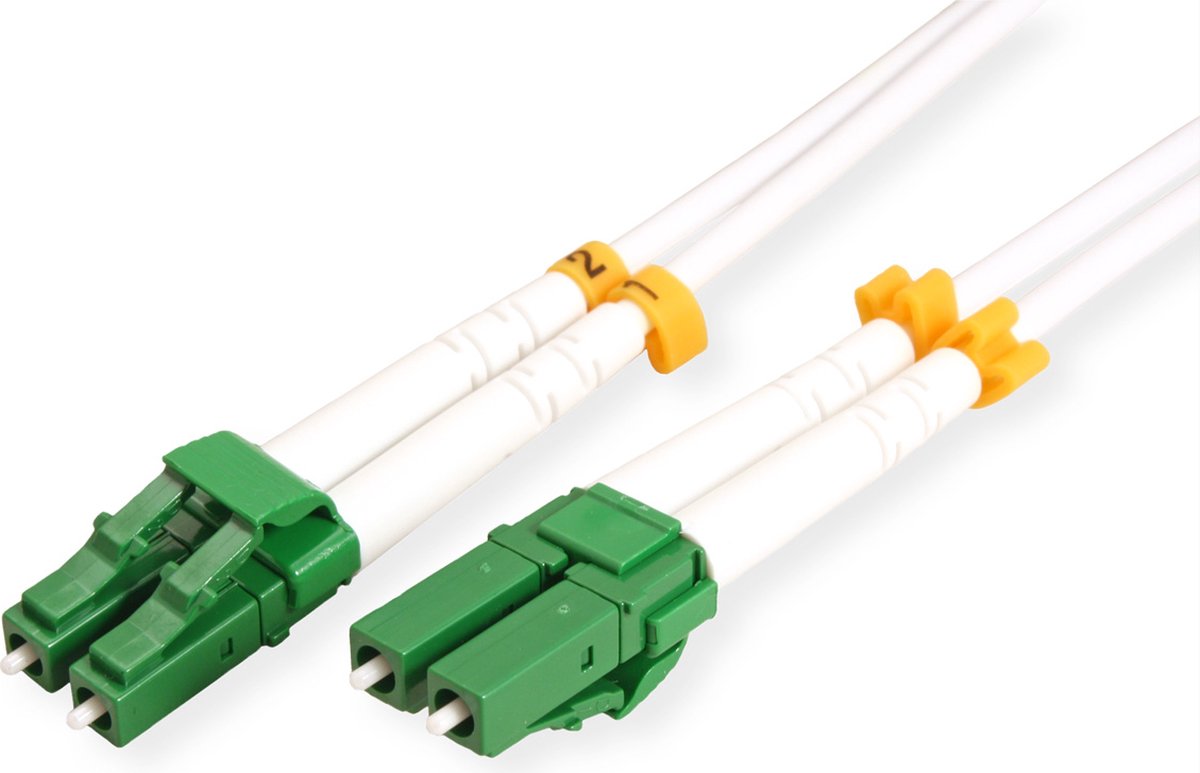 ROLINE glasvezelkabel duplex, 9/125µm OS2, LC/LC, APC, staal versterkt, LSOH , wit, 7 m