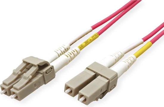 Câble FO 50/125µm OM4, LC/LC, connecteurs Low-Loss 1m