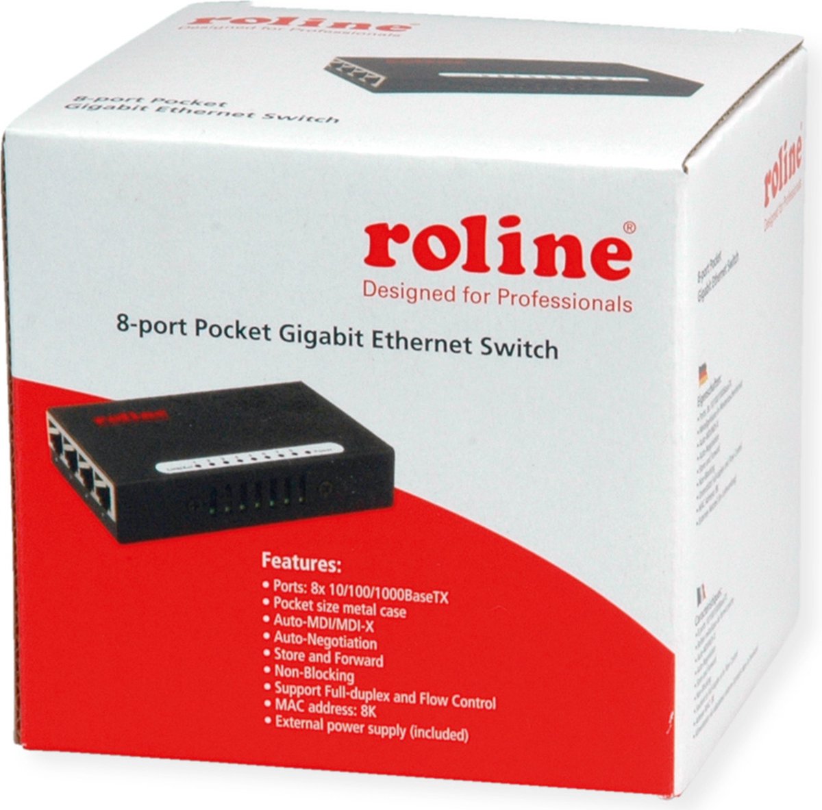 ROLINE Gigabit Ethernet Switch, Pocket, 8-Poorts