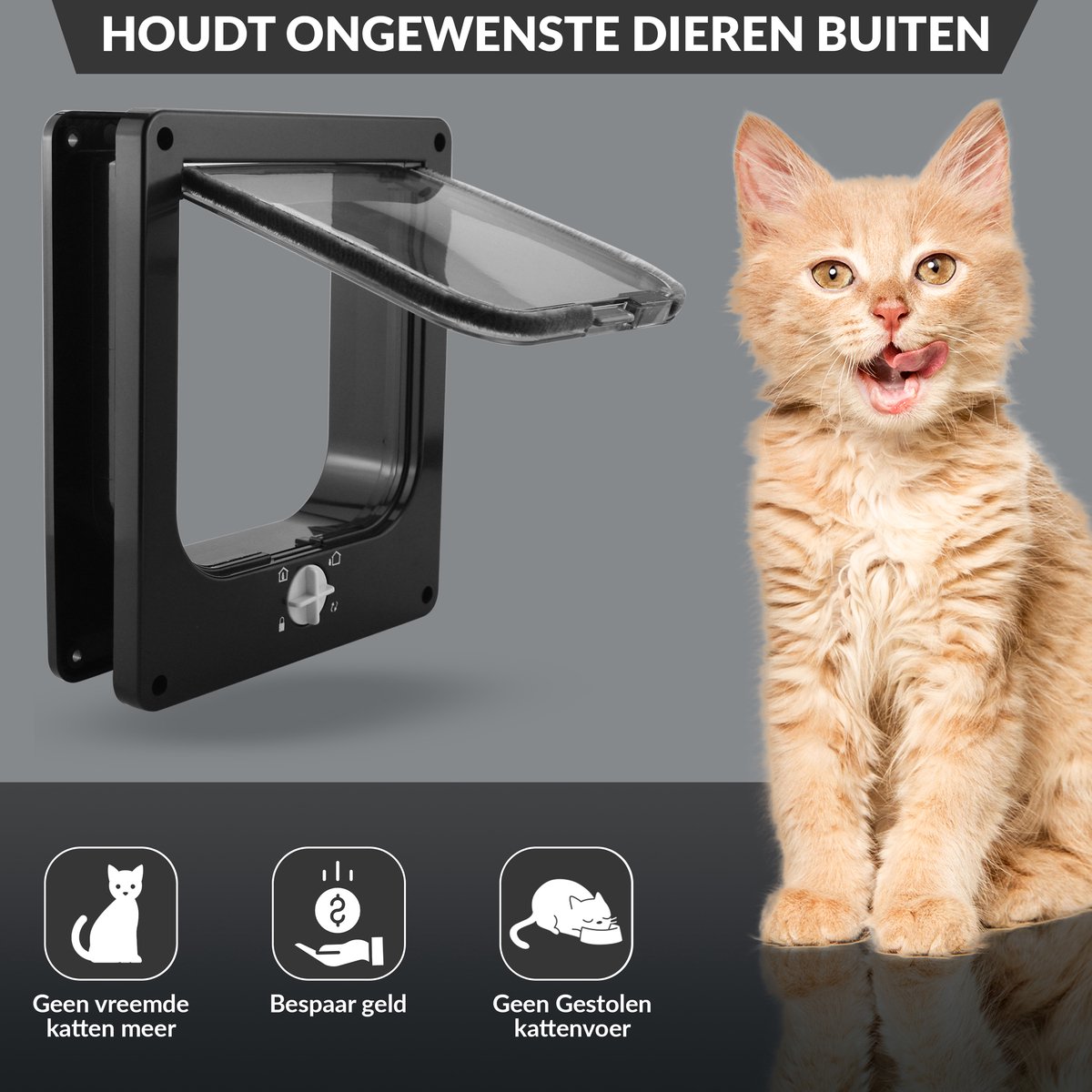 Lunspets – Kattenluik met Tunnel en Magnetische Sluiting – 23.5x27x5.5 cm - Waterdicht - Zwart thumbnail 5