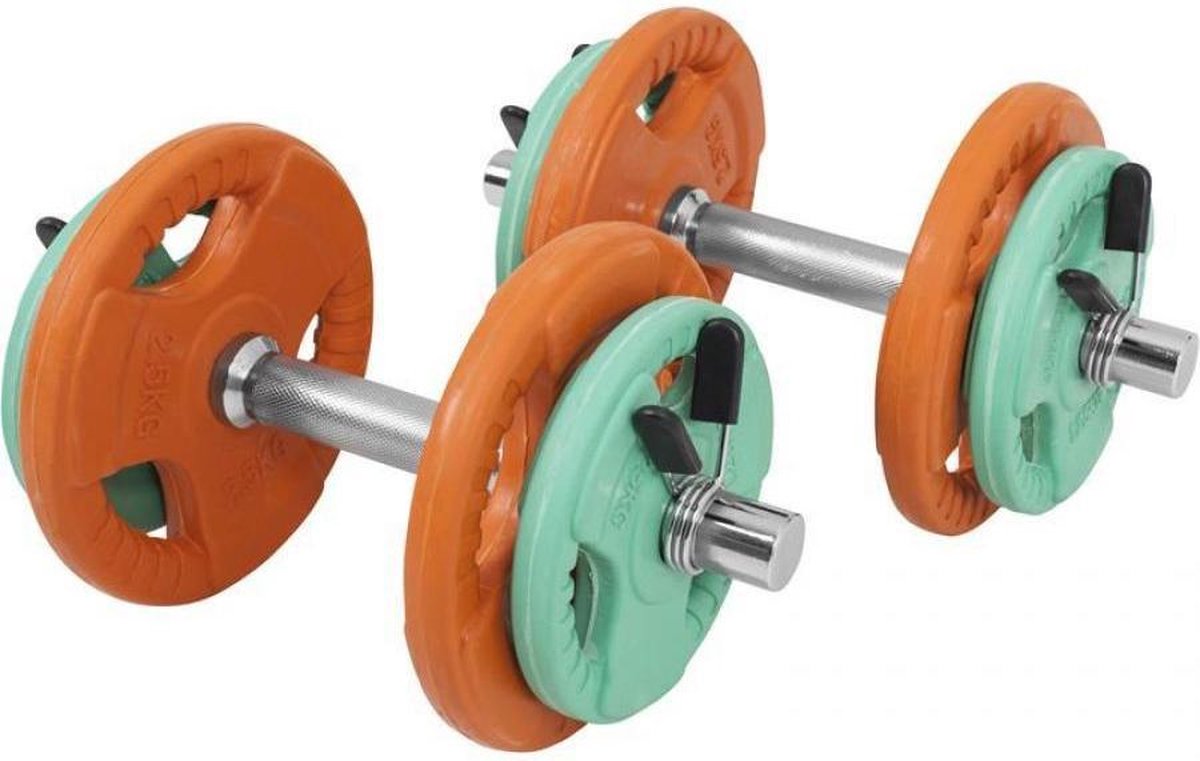 Gorilla Sports Dumbellset - Halterset - Gripper Gietijzer rubber coating - 20 kg