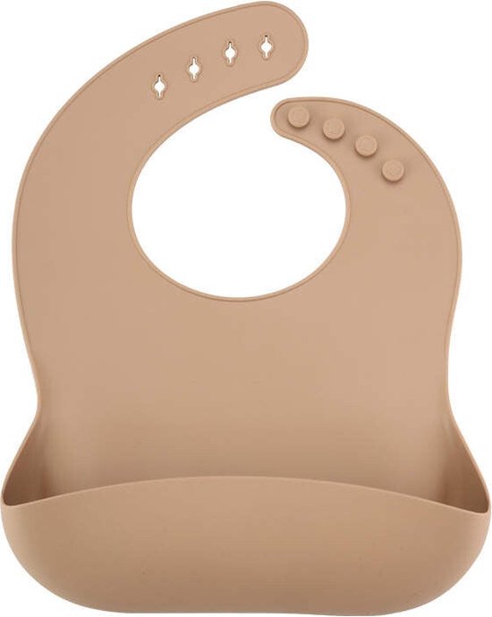 3 Stuks - Siliconen Slabbetjes met Opvangbak - Hartjes Beige Roestbruin van Smoosie — afbeelding 4