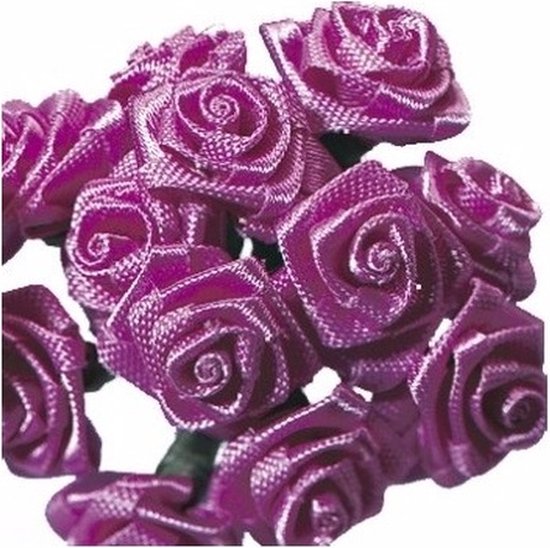 Publiciteit licht Nest 12x stuks kleine donker roze roosjes van satijn 12 cm - Hobby deco  knutselen artikelen | bol.com