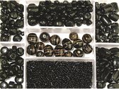 Zwarte glaskralen 115 gram in 7-vaks opbergbox/sorteerbox - kralen - DIY sieraden maken - Hobby/knutselmateriaal