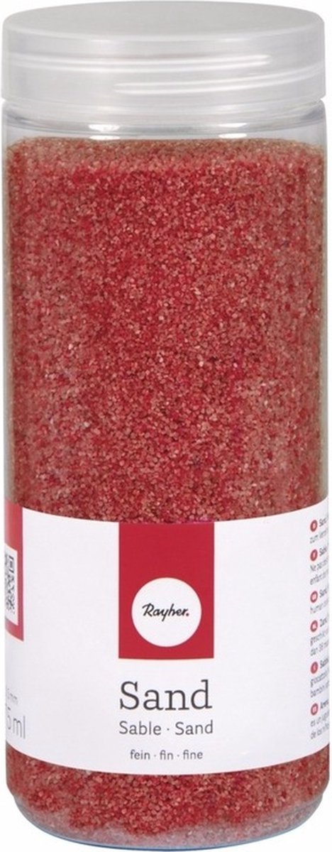 Rayher hobby Fijn decoratie zand korrels - rood - 475 ml - zandkorrels - knutselmateriaal - 0.1 tot 0.5 mm