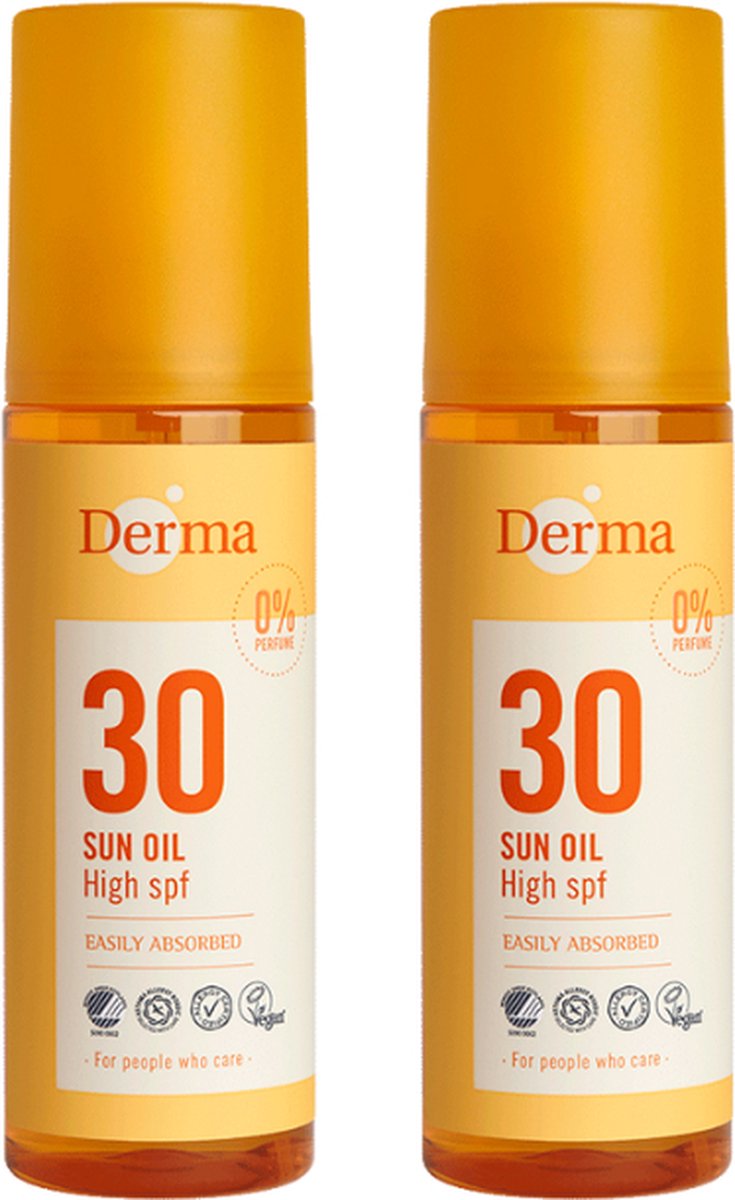Derma Sun Zonnebrandolie - SPF30 - 2 x 150 ML - Parfumvrij