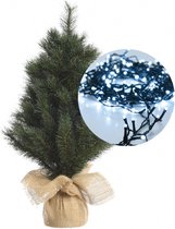 Mini kerstboom 45 cm - met kerstverlichting helder wit 300cm -40 leds