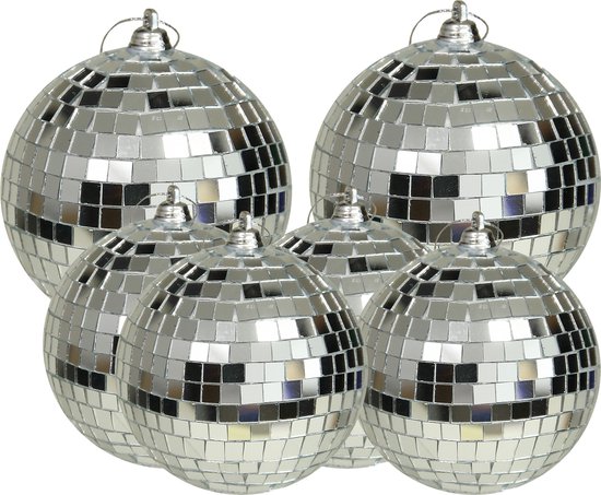 Grande boule disco Boules de Noël - 6x pièces - argent - 8 et 10 cm -  plastique | bol.com