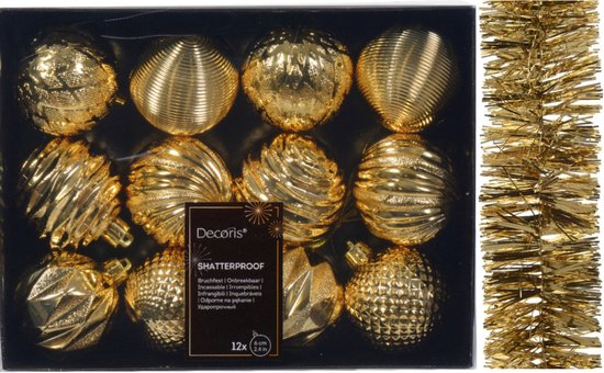 Glazen kerstbal met ijsvlokken | Goud transparant | 8 cm | It's all