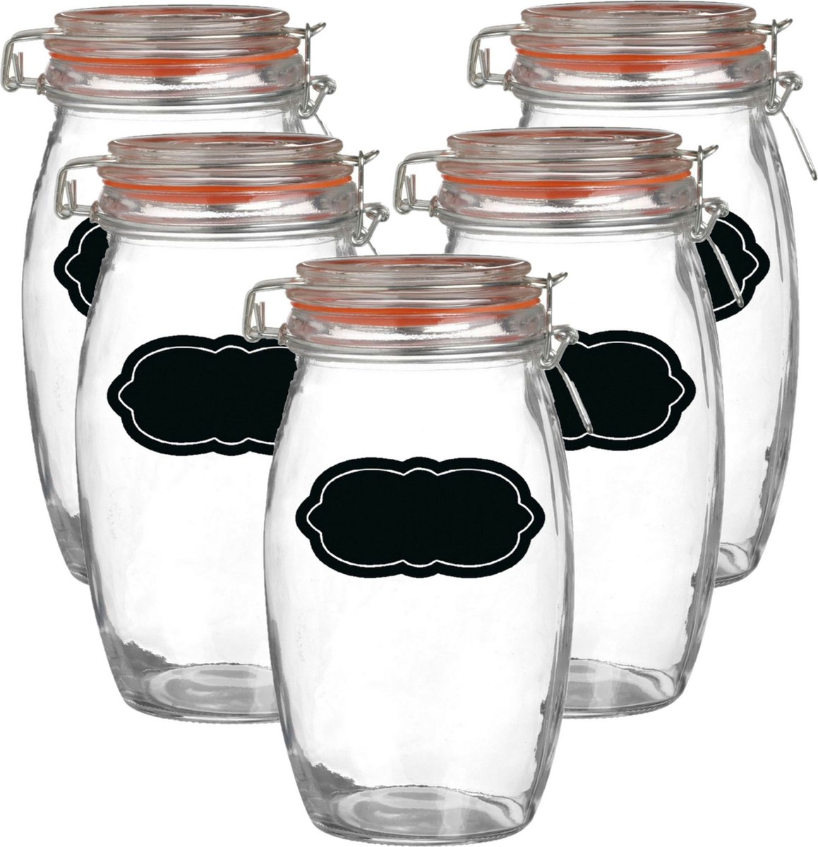Weckpot/inmaakpot - 10x - 1.3L - glas - met beugelsluiting - incl. etiketten