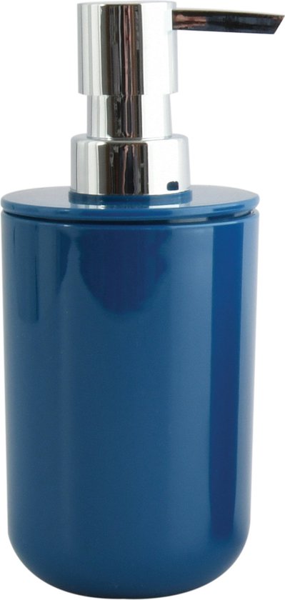 MSV Toiletborstel in houder/beker/zeeppompje badkamer set Moods - metaal/kunststof - donkerblauw