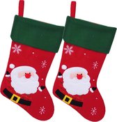 Chaussettes de Noël Décoration - 2x - rouge - avec Père Noël - H45 cm - polyester