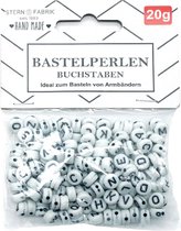 Stern Fabric Letterkralen - 160x - wit - 6 mm - kunststof - alfabet knutselkralen
