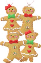 Kersthangers/ornamenten - 4x st-gingerbread peperkoeken - kunststof - 11 cm