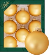 Krebs kerstballen - 8x stuks - geel/ goud - glas - 7 cm - mat