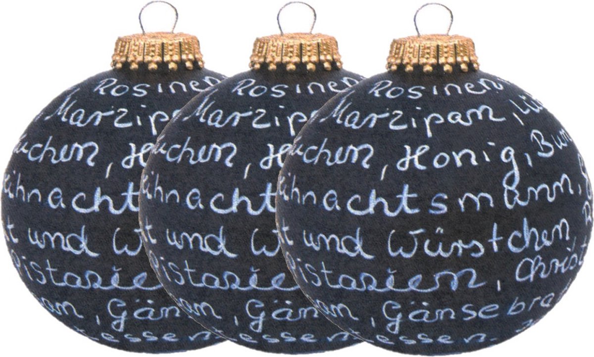 Stern Fabrik krijt/krijtbord kerstbal - 3x - incl. krijtje - 8 cm - kunststof - beschrijfbaar