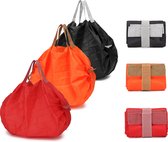 Bagwise® 3 x Boodschappentas - Shopping Bag - Opvouwbaar - Herbruikbaar - Milieuvriendelijk - Uitwasbaar - Zwart - Oranje - Rood