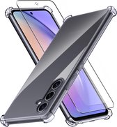 Anti Shock Silicone Shockproof Hoesje Geschikt voor: Samsung Galaxy A34 - Transparant + 1X Tempered Glass Screenprotector - ZT Accessoires