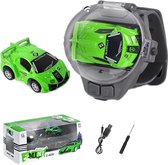 DrPhone MiniCars1 – Mini voiture contrôlable 2,4 GHz pour Enfants – Voiture contrôlable avec station de montre – Avec contrôleur de montre – Vert
