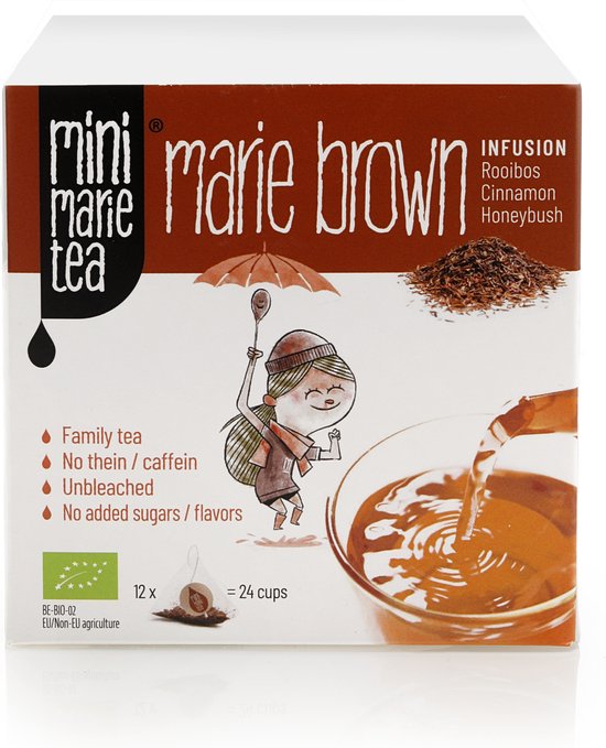 Marie Brown - Biologische familiethee van rooibos - 4 x 12 ecologische pyramidebuiltjes