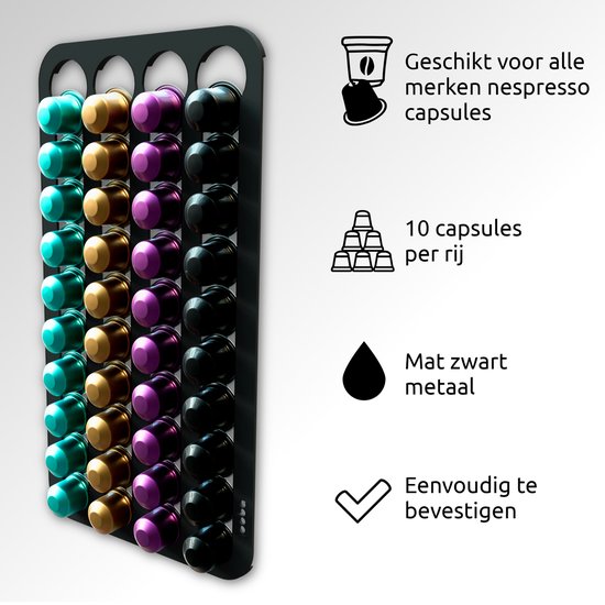 Jooba® - Porte-capsule Nespresso - Support mural - Porte- Tasses à café -  Bois - 40