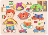Houten Puzzel voor Peuters & Kleuters - Aankleed Spel - Montessori Speelgoed - Puzzel van Hout - Kinderpuzzel - Houten Spel - Motoriek Ontwikkelen - Spelenderwijs Leren - Thema: Jongen - Aankleed Puzzel - Creatieve Puzzel
