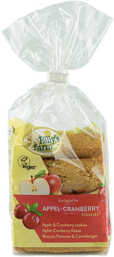 Billy's Farm Biologische Appel cranberry staafjes (DOOS 8x175 gram grootverpakking) NL-BIO-01