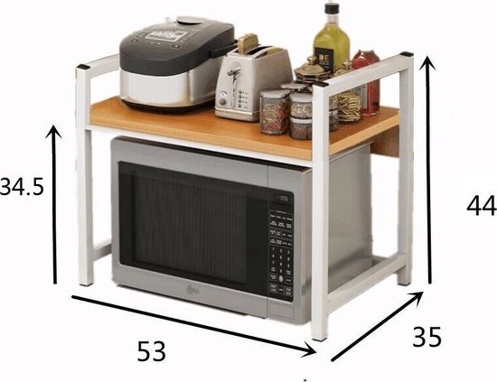 TDR - Étagères de cuisine - table micro-ondes - 1 couche - Cadre Wit -  Chêne ancien -... | bol