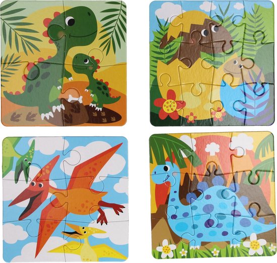 Puzzle - Puzzle 4 en 1 - Dinosaurus - Dino - Puzzle - Jeux - Fille Garçon  