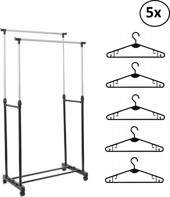Tatkraft Falcon, Portant Robuste pour Vêtements en Acier, Penderie sur 4 Roues, Réglable en