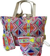 Mycha Ibiza - strandtas - Ibiza tas - jacquard katoen - gratis - toilettas - Myc24002