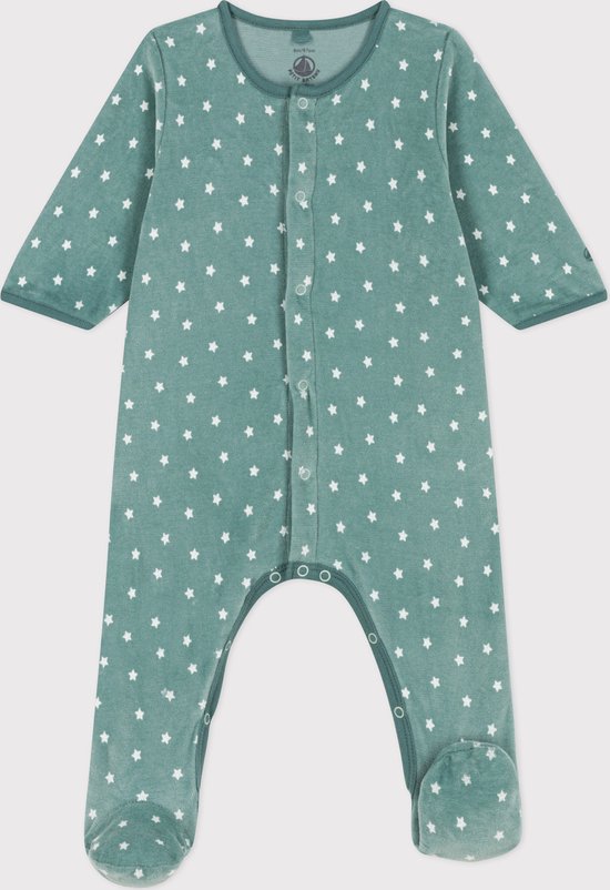Petit Bateau Fluwelen babypyjama met sterrenprint Jongens Boxpak - Groen - Maat 50