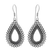 Oorbellen zilver | Hangers | Zilveren oorhangers, rijkelijk bewerkte druppelvorm