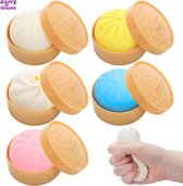 Happy trendz® Squishy Stressball Dumpling 2 stuks - Bao Bun Food Toys - Stress Relief Toys - Fidget Steemed Bun Stuffed Toy - 2pcs